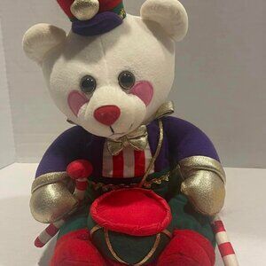 1994 Avon Christmas Stuffed Animal Plush Bear Drummer Boy Playing Drum vintage